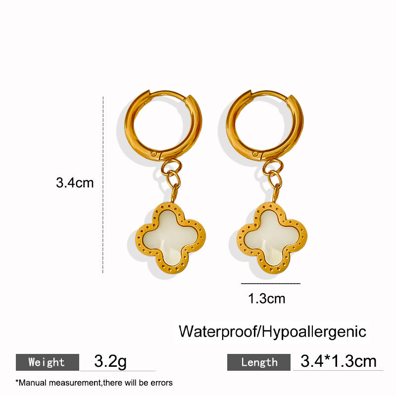 Elegant Titanium Steel Drip Oil Plated Stud Earrings for Women