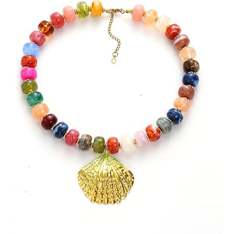 Casual Resin Acrylic Shell Starfish Pendant Necklace for Women