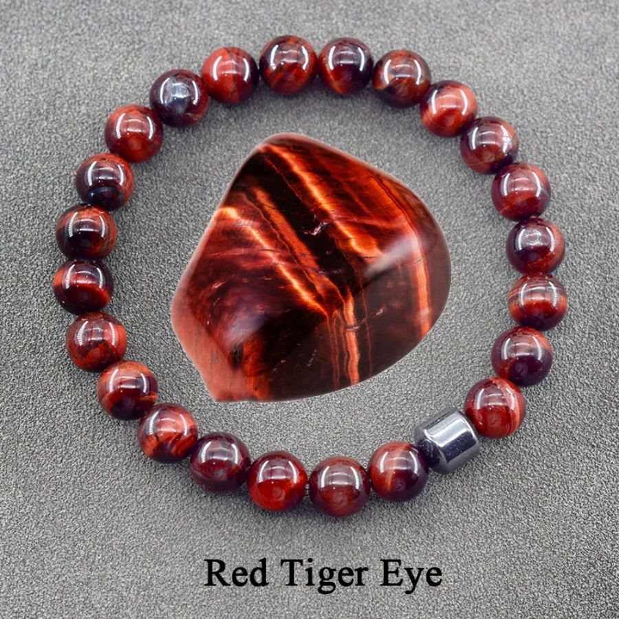 Geometric Agate Beaded Bracelet with Floral Pattern Unisex Natural Stone Jewelry