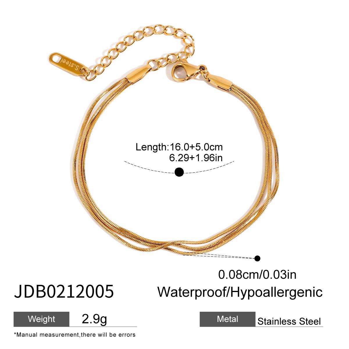 Geometric Stainless Steel Plated Snake Chain Bracelet for Women