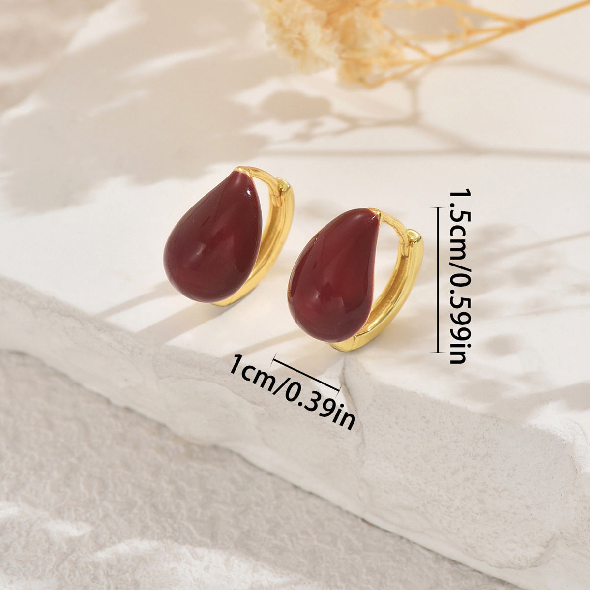 Orecchini pendenti geometrici minimalisti da donna con intarsio in pietra preziosa in base di rame e perni in acciaio inossidabile