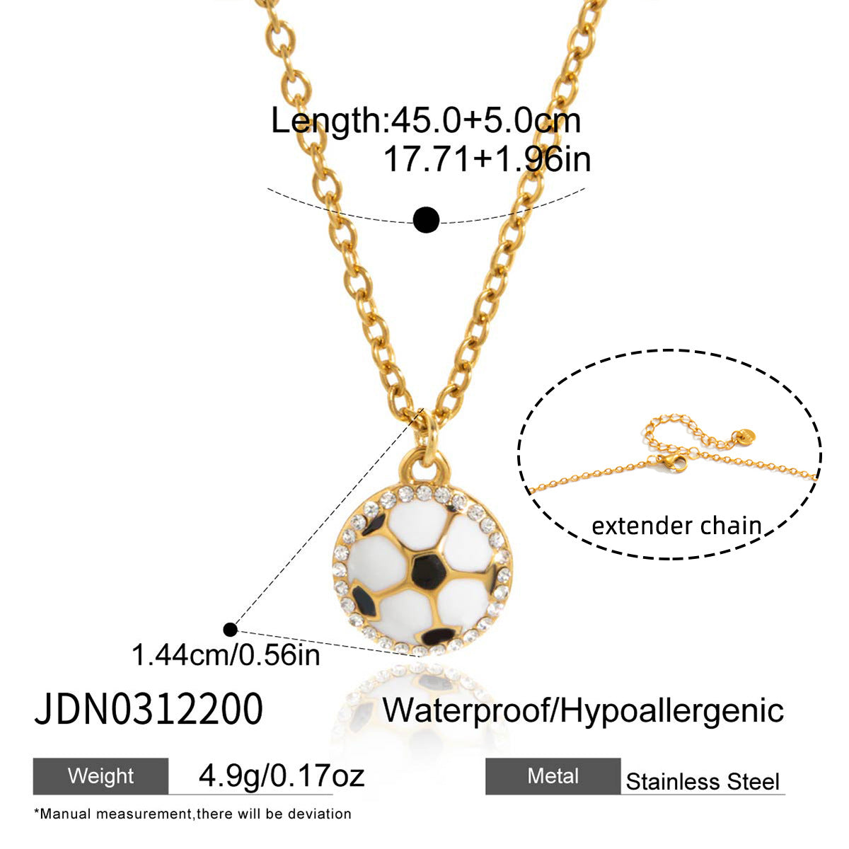 Geometric Drip Oil Stainless Steel Soccer Necklace for Women