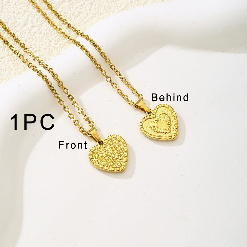 Elegante collana con ciondolo a forma di cuore in acciaio inossidabile con lettera, per donna, finitura placcata, stile catena O