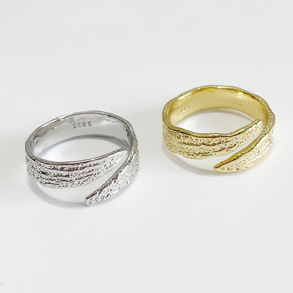 Minimalist 925 Sterling Silver Number Ring with Textured Inlay Design for Women