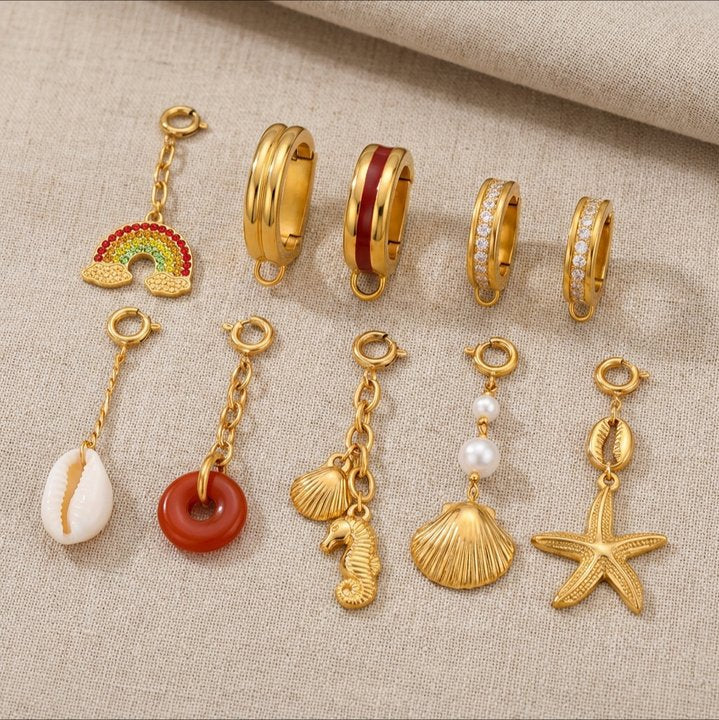 18K Gold Plated Stainless Steel Titanium Steel Bikini Charm Bar Connector