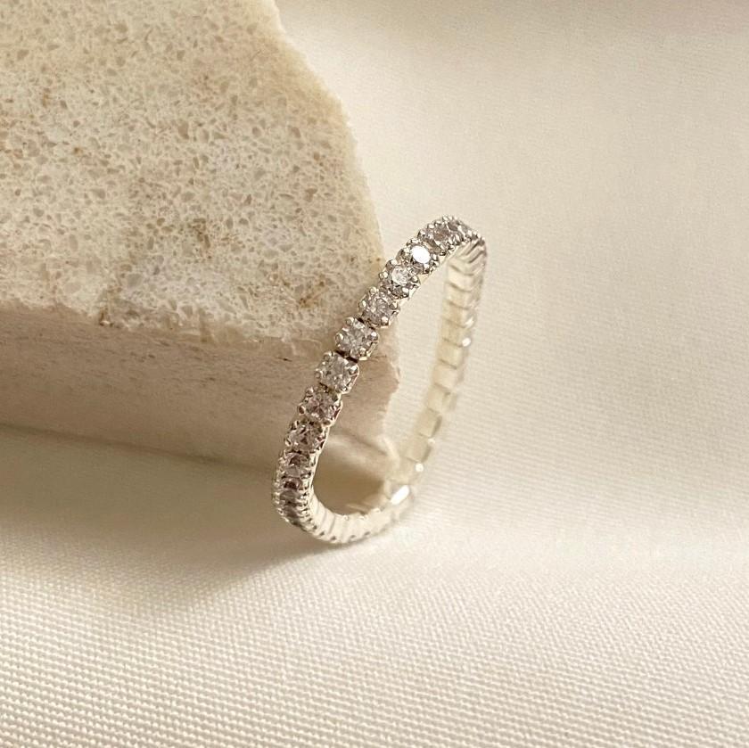 Anillo de circonitas geométrico minimalista de plata de ley 925 para mujer, apilable, de joyería fina, estilo Instagram