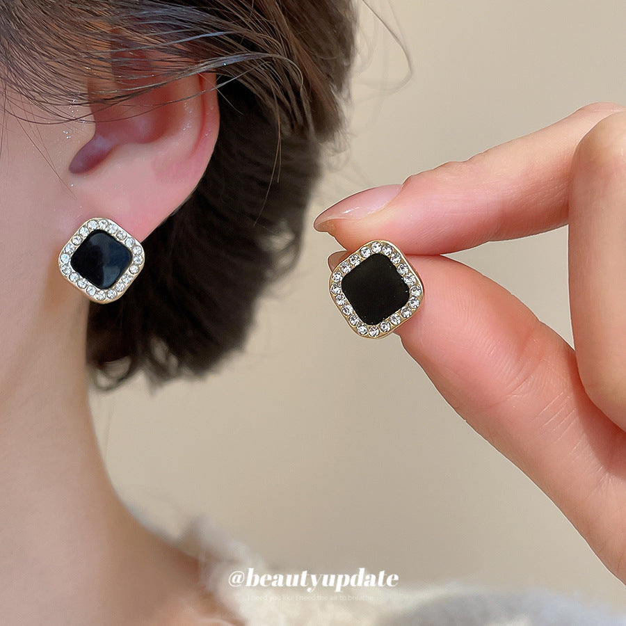 Pendientes de tuerca de perlas con forma de gota de agua, estilo retro francés, sumergidos en esmalte, para mujer, con postes de acero inoxidable
