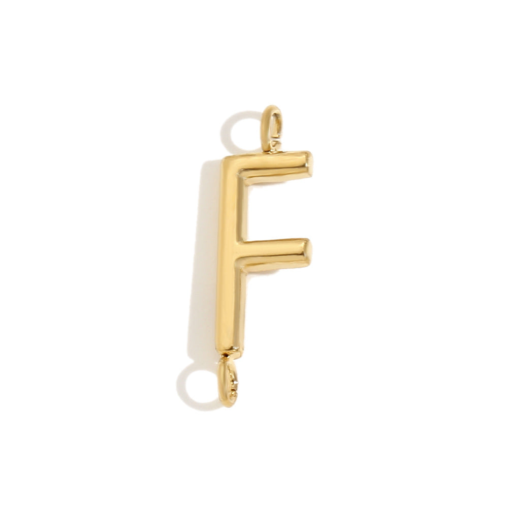 Minimalist 18K Gold Plated Stainless Steel Letter Charm Bar