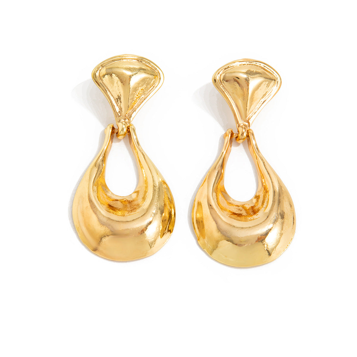 Orecchini a Cerchio Geometrici Irregolari a Forma Liquida da Donna in Lega con Finitura Galvanica Gioielli di Moda di Tendenza