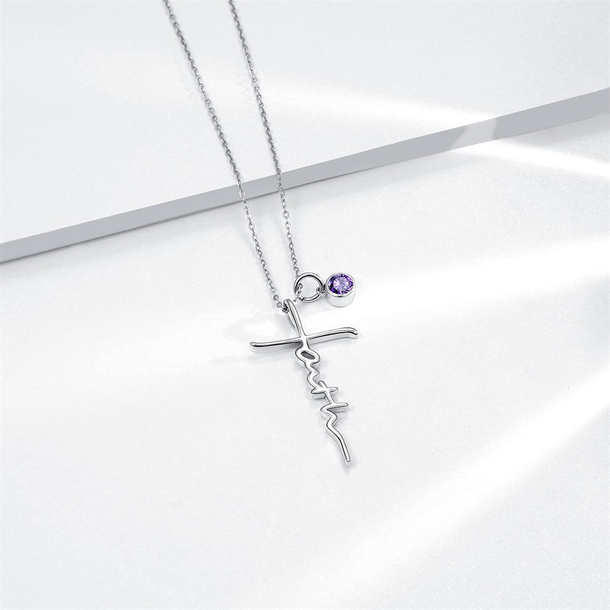 Elegant Stainless Steel Cross Pendant Necklace for Women with Polished Titanium Steel Charm and Daisy Floral Accent