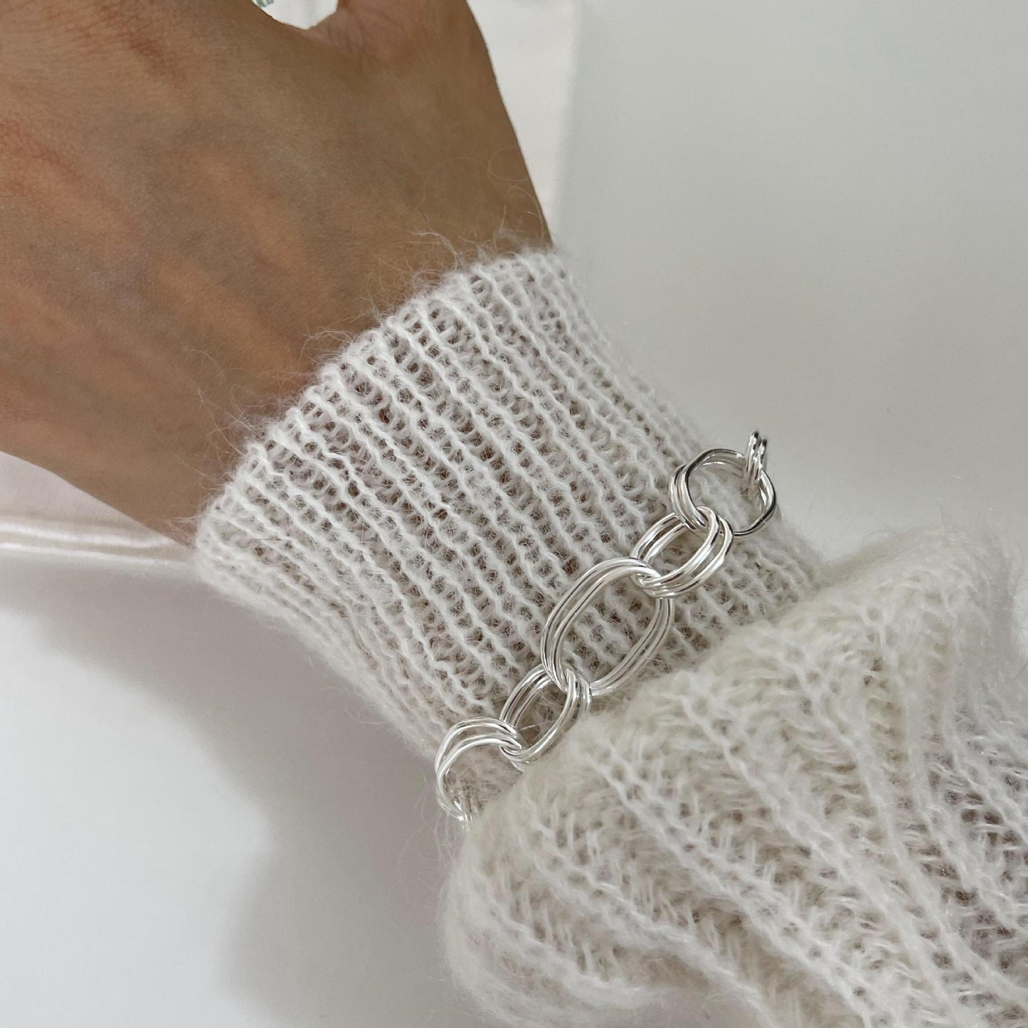 Bracciale da donna a doppio cerchio placcato in argento sterling 925 a forma di stella minimalista