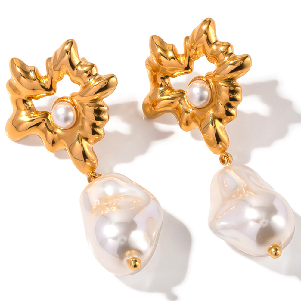 Pendientes de combinación de corazón de flor de ojo de demonio chapados en acero inoxidable geométricos estilo INS para mujer