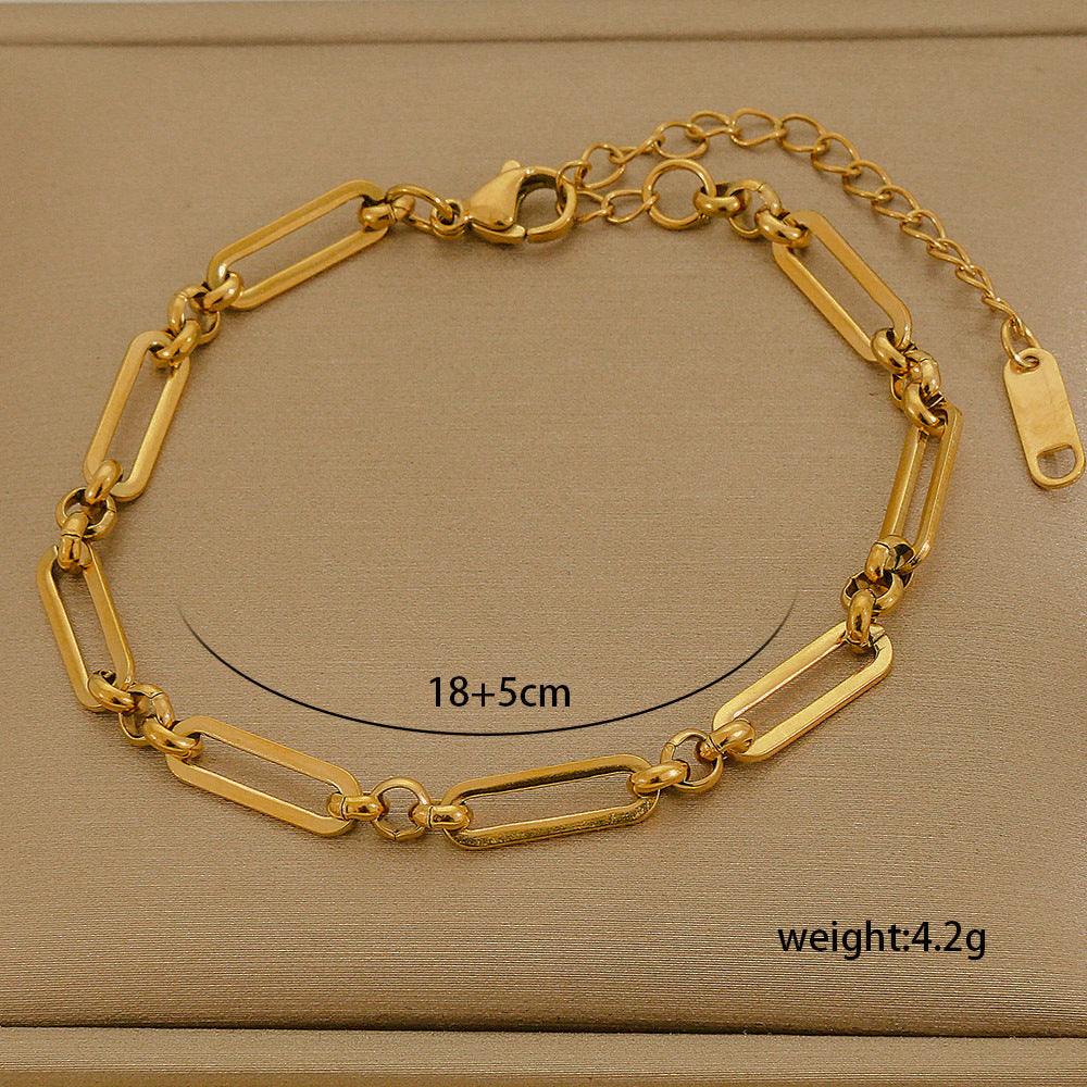 Set di bracciali multistrato minimalisti in acciaio inossidabile con placcatura sottovuoto, da indossare tutti i giorni