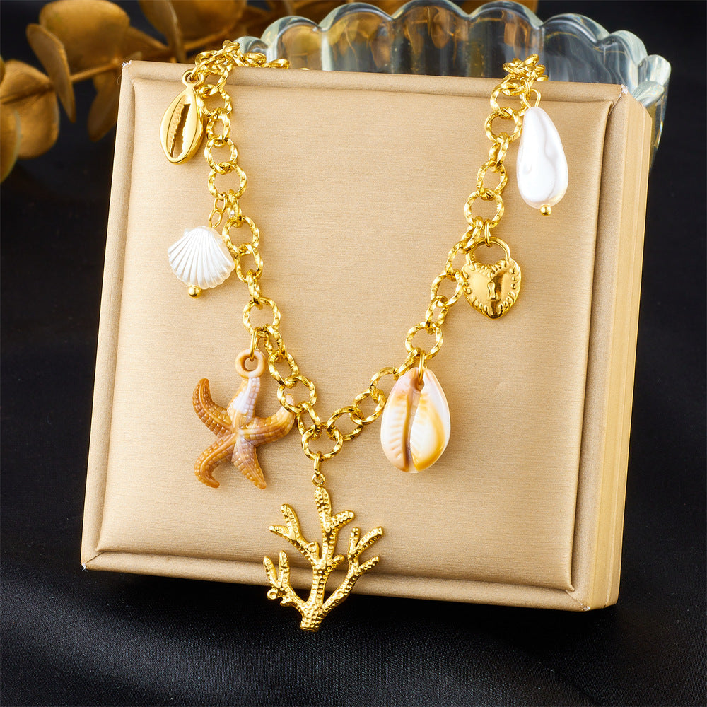Elegant Stainless Steel Drip Oil Moon Sun Flower Pendant Necklace with Cable Chain for Women