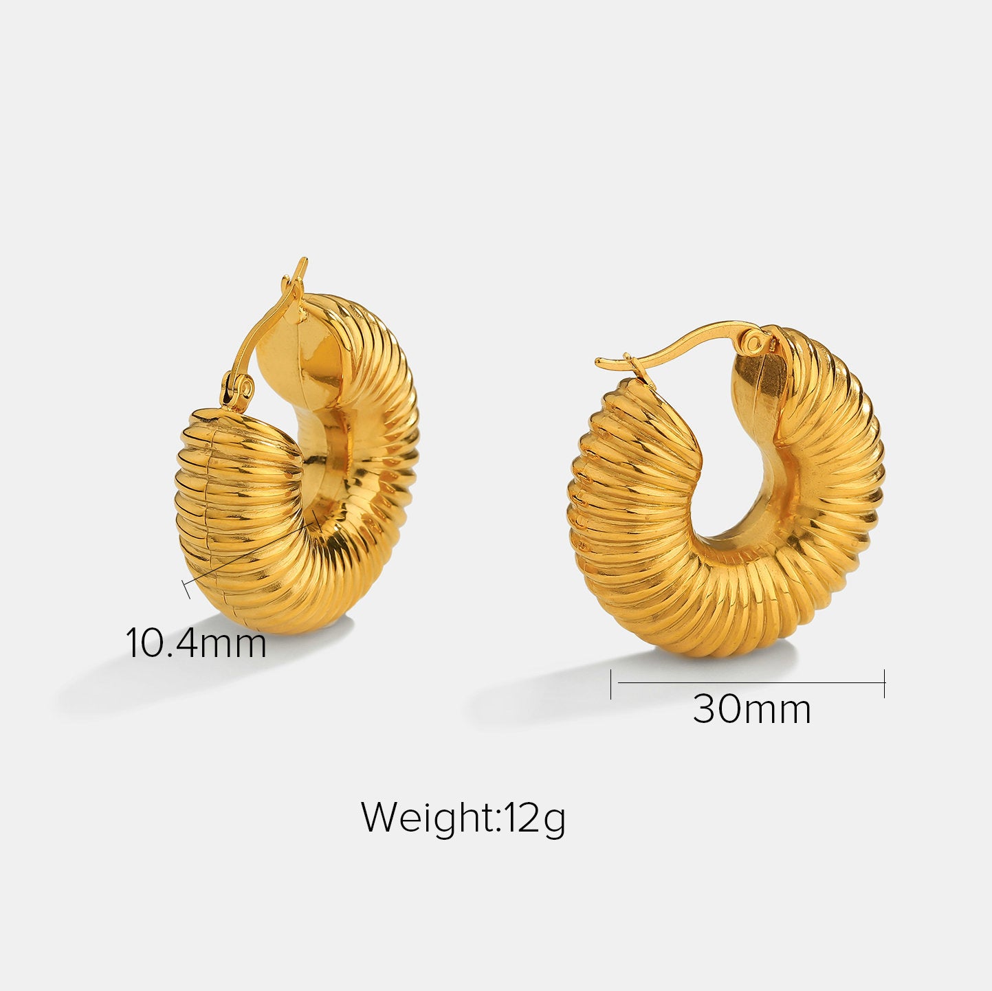 Minimalist Geometric Twisted Croissant-Shaped Gold-Plated Stainless Steel Stud Earrings for Women