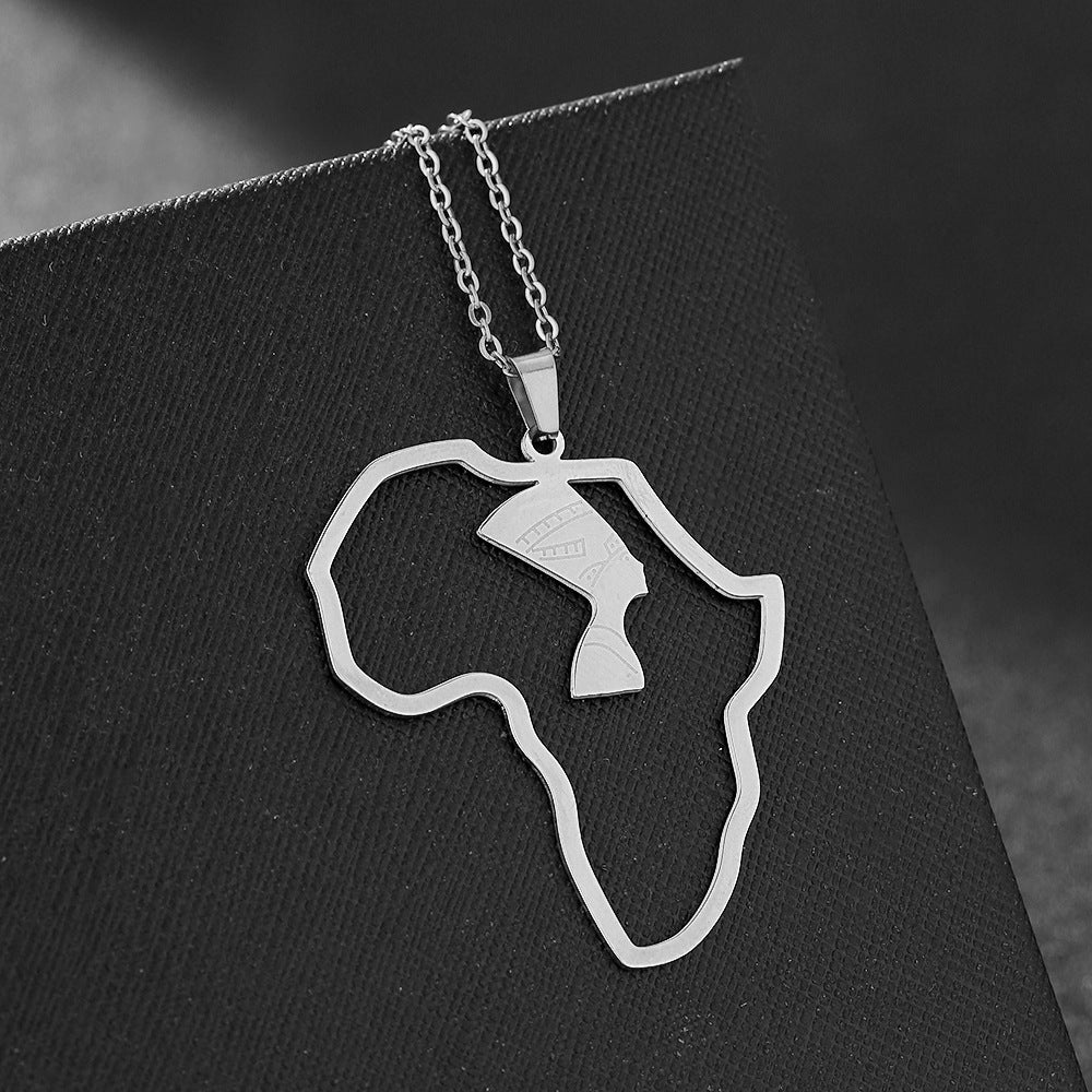 Collana con Pendente Geometrico Regina Nefertiti in Acciaio Inossidabile con Finitura Lucida e Placcata per Uso Quotidiano Unisex