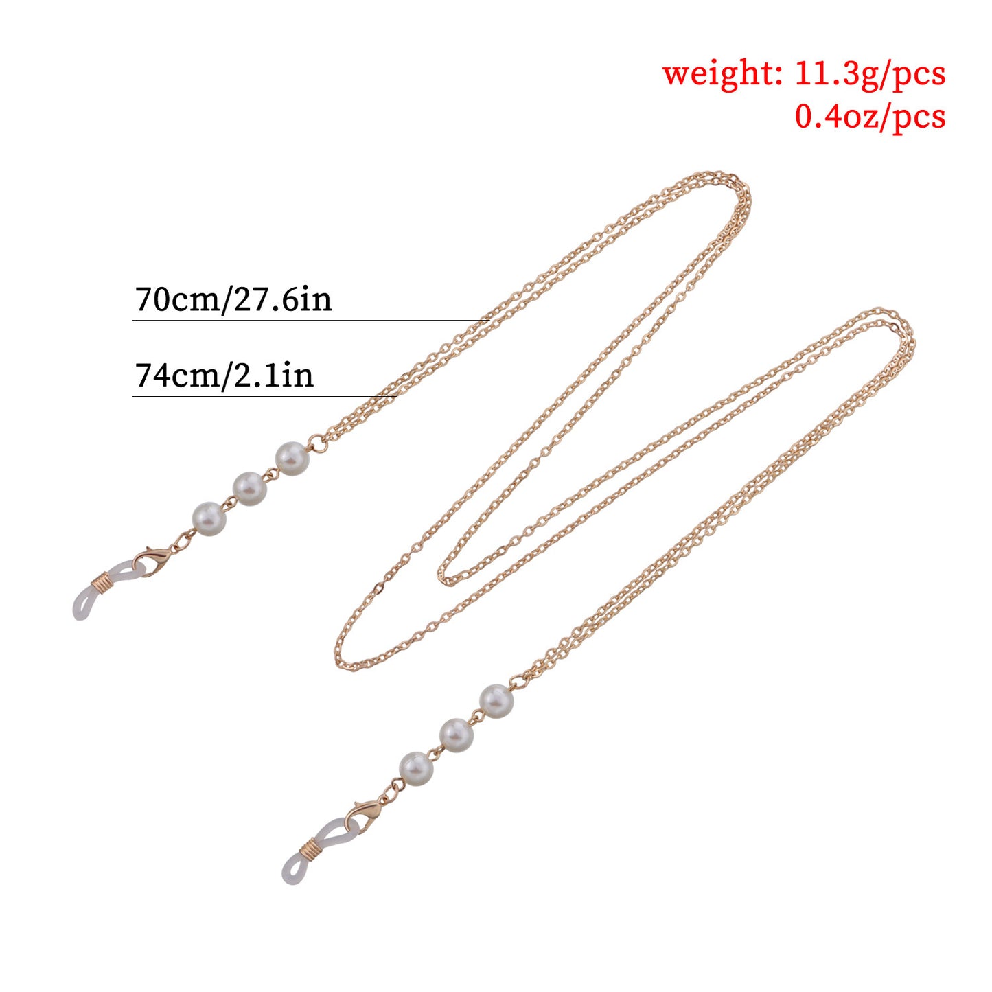 Minimalist White Pearl Alloy Eyewear Chain for Women