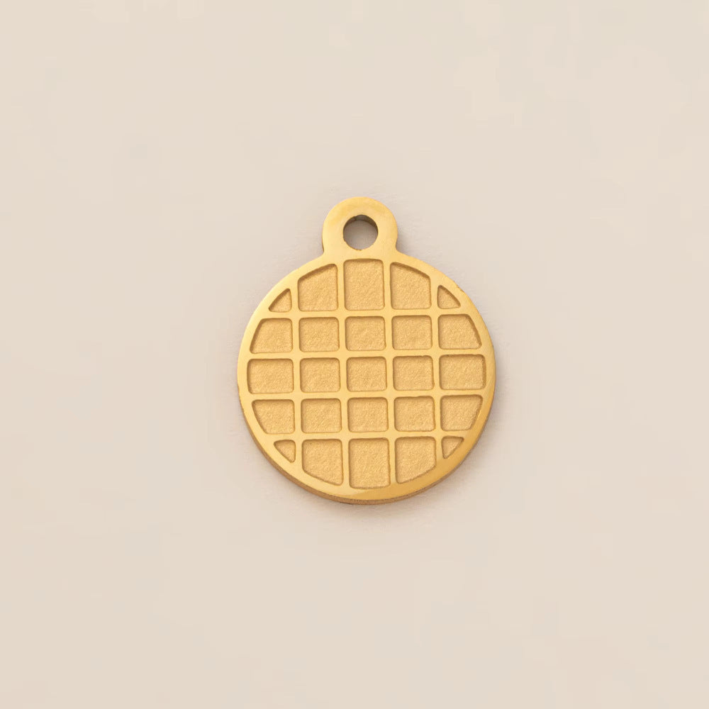 Vintage 18K Gold Plated Stainless Steel Geometric Floral Charm Bar