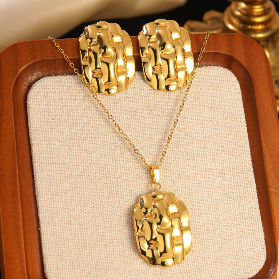 Set collana e orecchini a stella marina con fiocco conchiglia smaltato in acciaio inossidabile e titanio con catena a cavo per donna