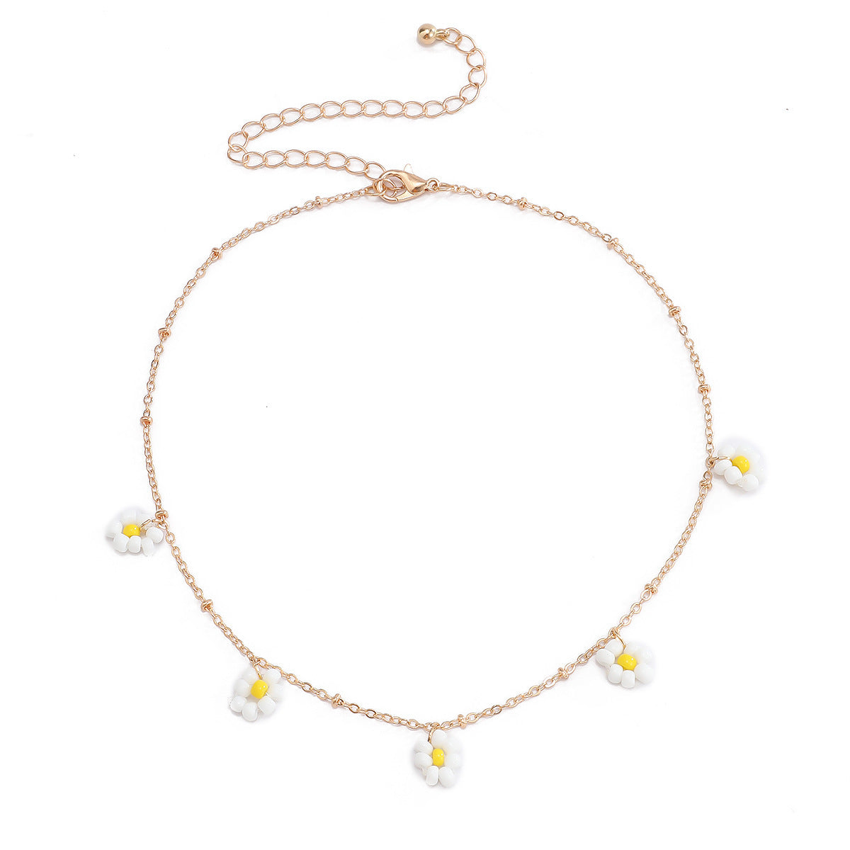Collana da donna minimalista rustica con perline, floreale, geometrica, fatta a mano