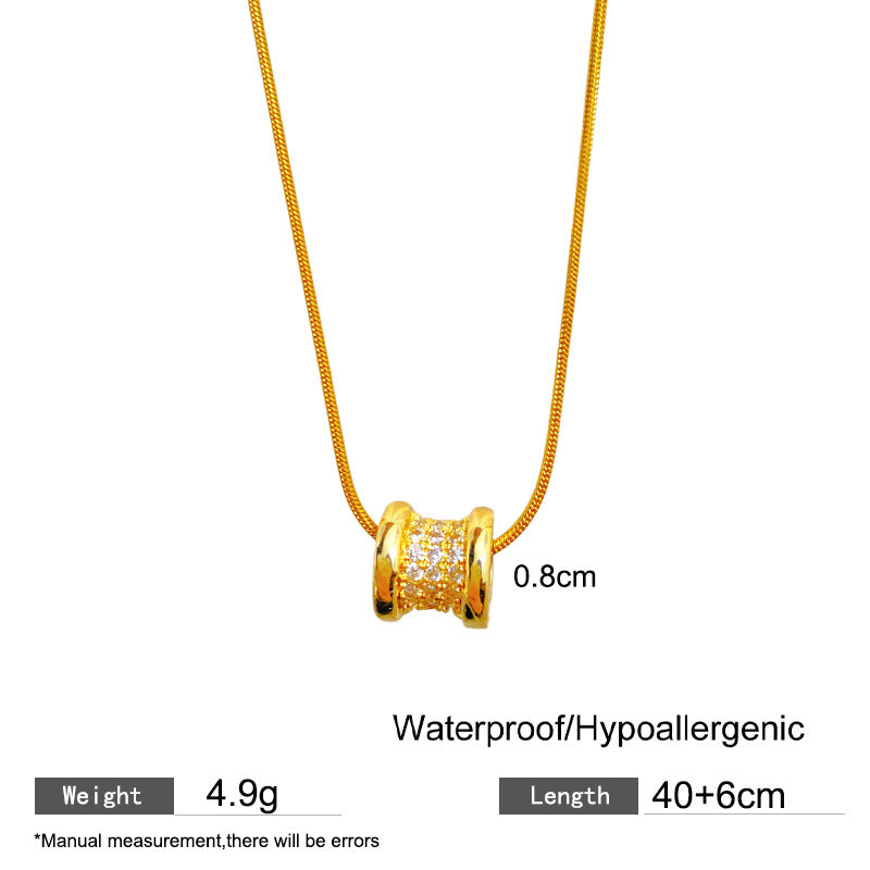 Vintage Geometric Titanium Steel Plated Necklace with Cubic Zirconia for Unisex