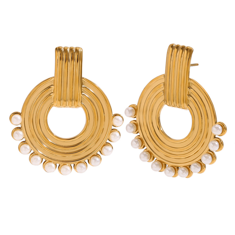 Orecchini a perno a farfalla in acciaio inossidabile placcati oro 18 carati con ispirazione vintage da donna