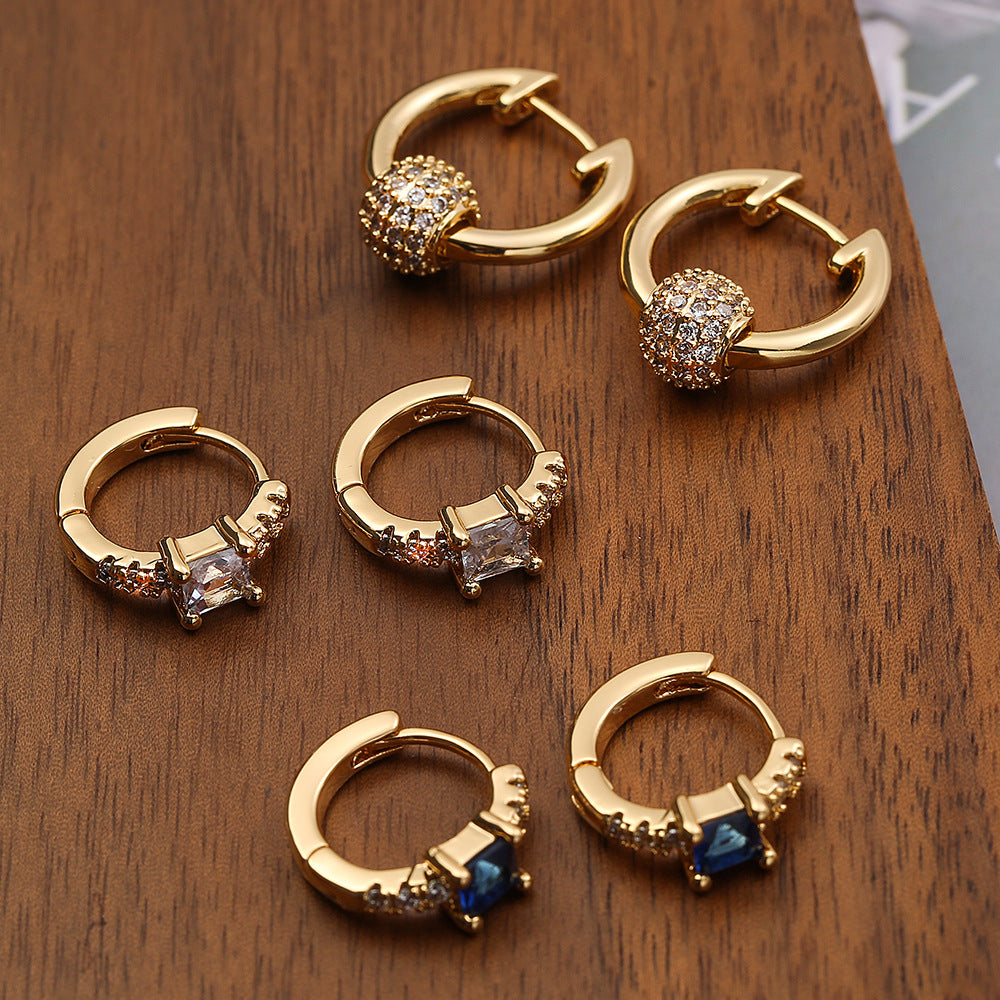 Minimalist Geometric Hoop Earrings for Women with Gold Plating and Micro-Pave Zirconia