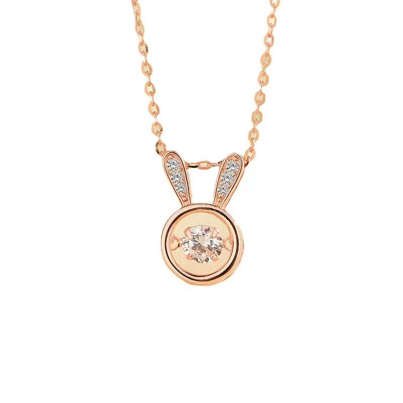 Adorable Rabbit-Shaped Pendant Necklace in Titanium Steel with Plated Finish for Women and Unisex Wear