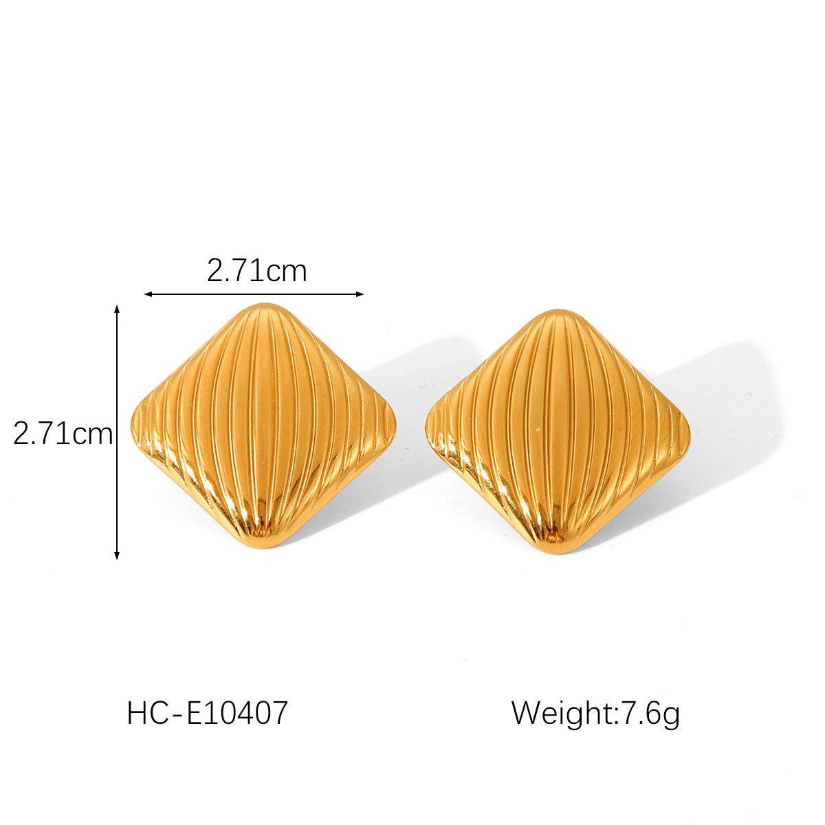 Ins Style Hammered Texture Titanium Steel Earrings with 18K Gold Plating Geometric Heart and Butterfly Shapes Rhinestone Inlay for Women