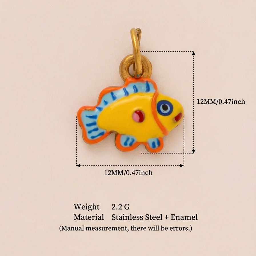 Minimalist Geometric Heart Floral Drip Oil PVD 18K Gold Plated Titanium Steel DIY Charm Bar Pendant for Unisex