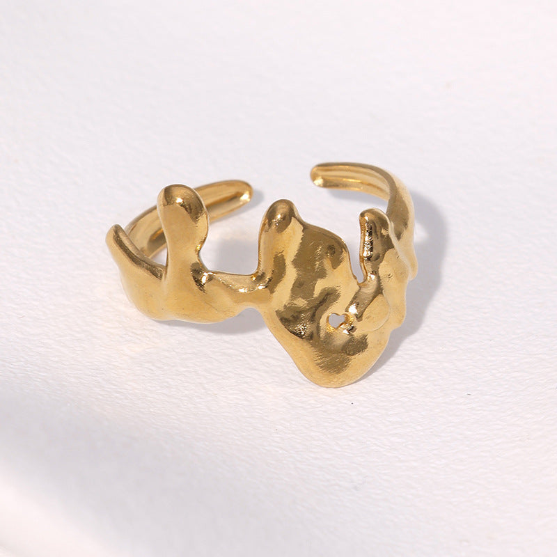 Anello Aperto Geometrico Minimalista Gioielli da Donna in Acciaio Inossidabile Placcato Oro 18K