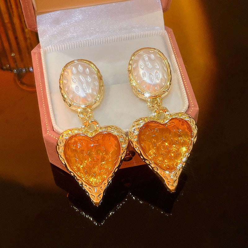 Orecchini da donna floreali vintage con perle, placcatura in oro e finitura smaltata