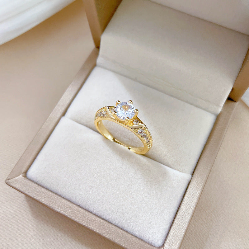 Kawaii Crown-Shaped Plated Brass Adjustable Ring for Women