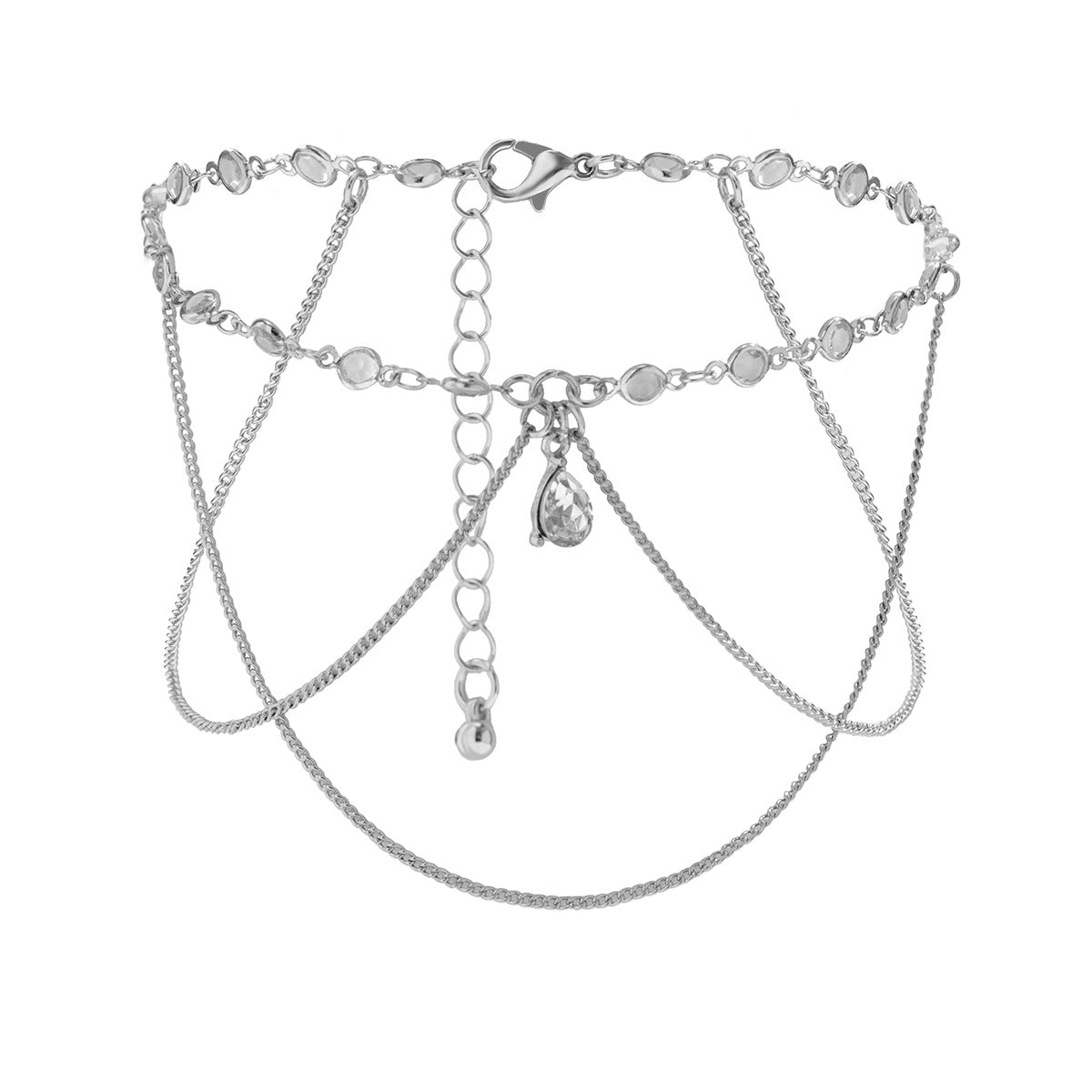 Cadena de brazo de aleación con forma de estrella geométrica estilo punk con acabado chapado para mujer, pulsera ajustable