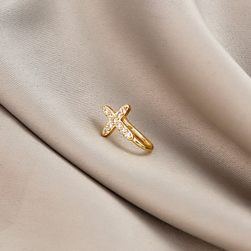 Minimalist Geometric U-Shaped Nose Clip Brass 18K Gold Plated Cubic Zirconia Adjustable Charm Bar