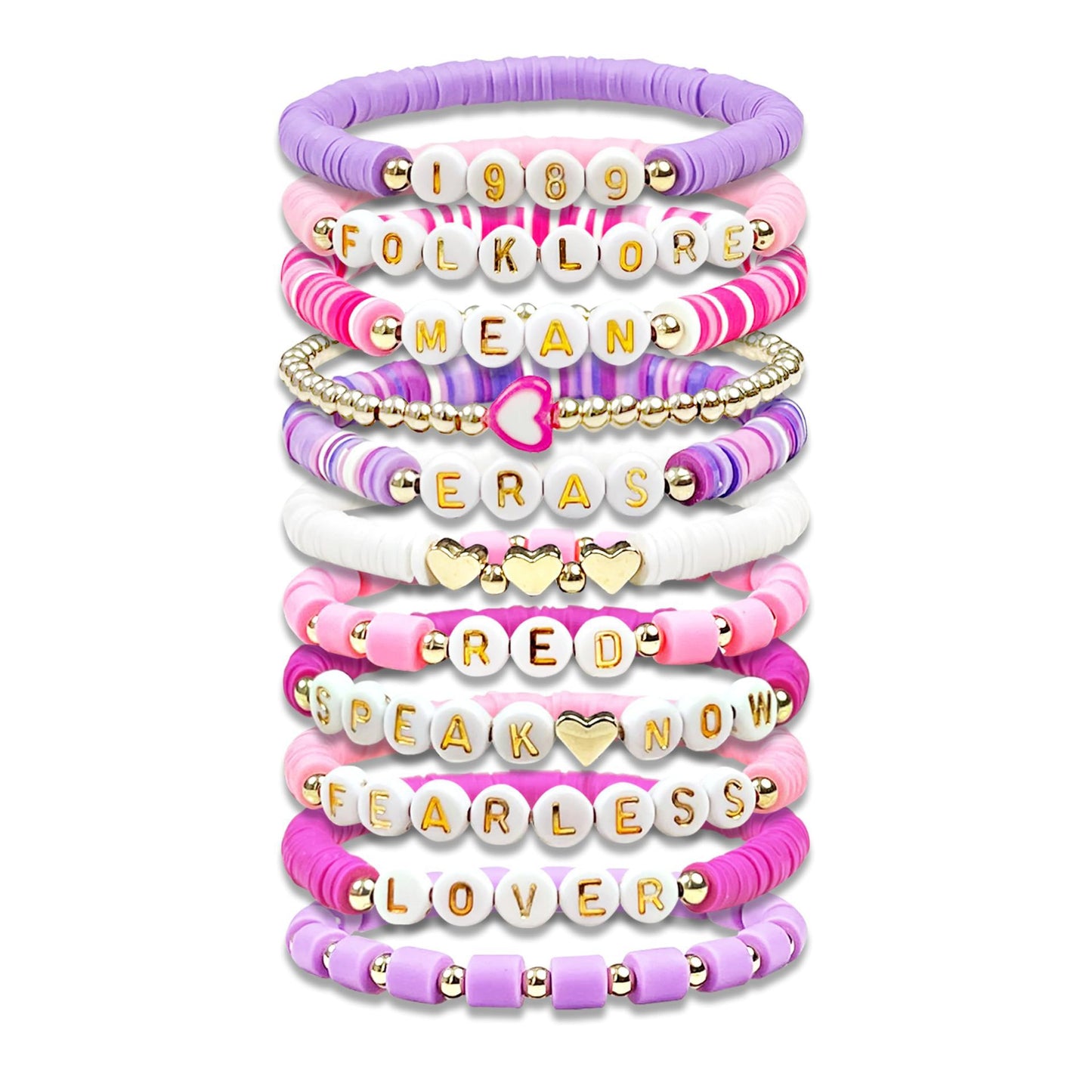 Sweet Geometric Heart Letter Resin Bracelet Set Unisex