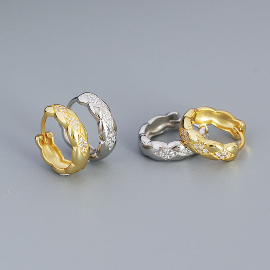 Pendientes Vintage Dulces de Plata de Ley 925 con Incrustaciones de Diamantes de Imitación Geométricos