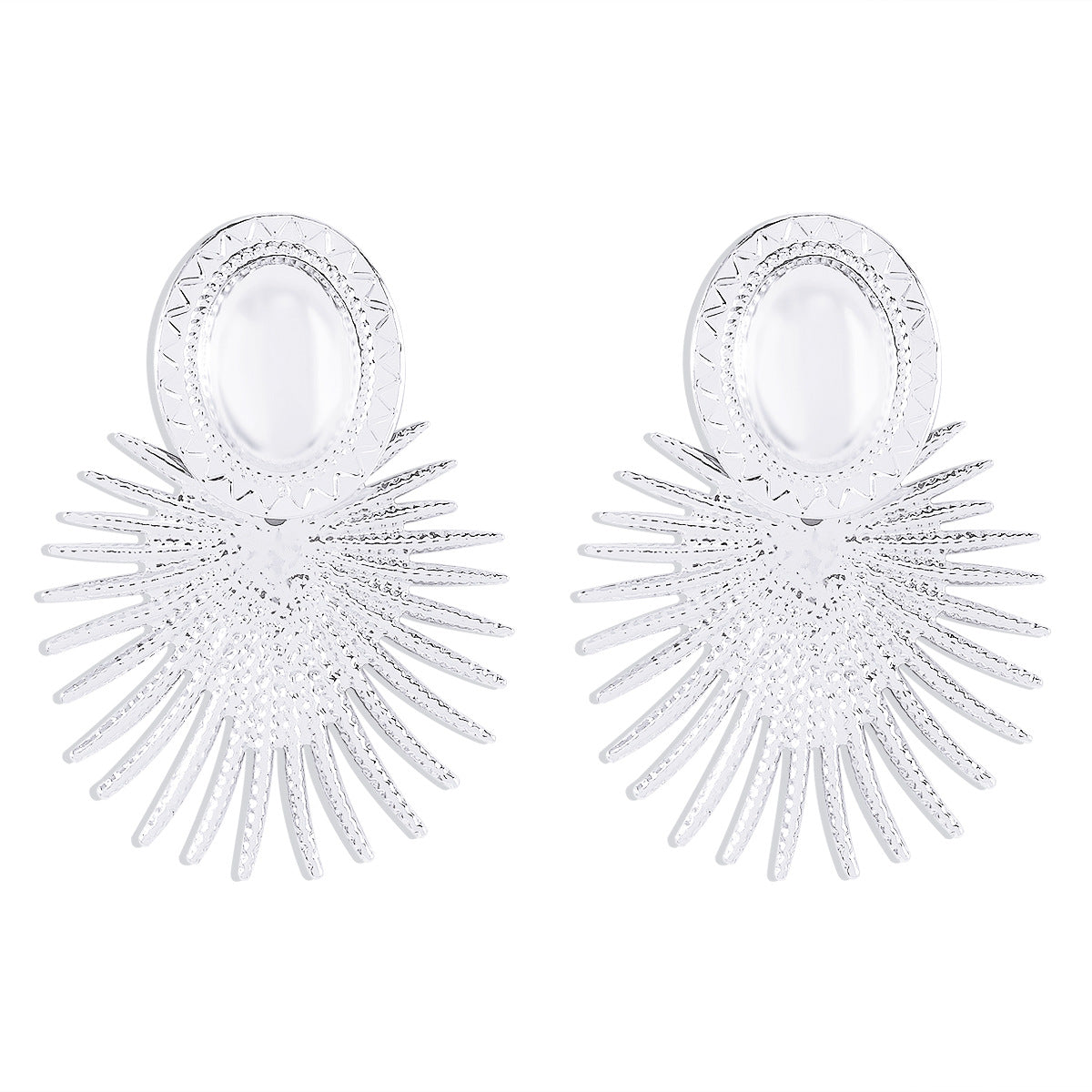 Pendientes de borla geométricos en forma de abanico, estilo dulce-atrevido, para mujer con acabado de hierro galvanizado