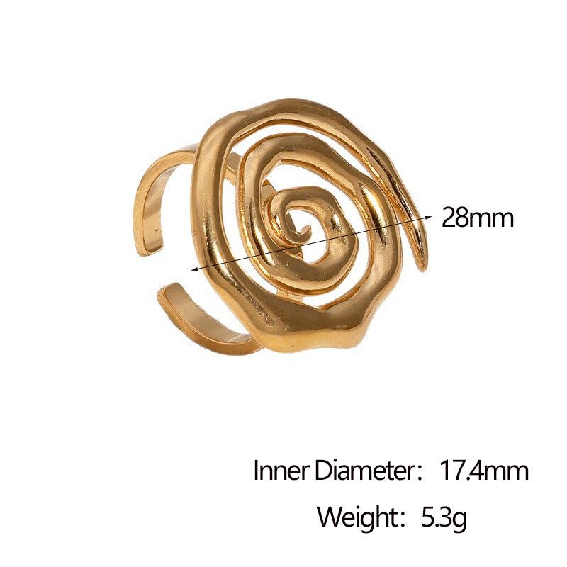 Minimalist Geometric Open Ring 18K Gold Plated Stainless Steel Women's Jewelry