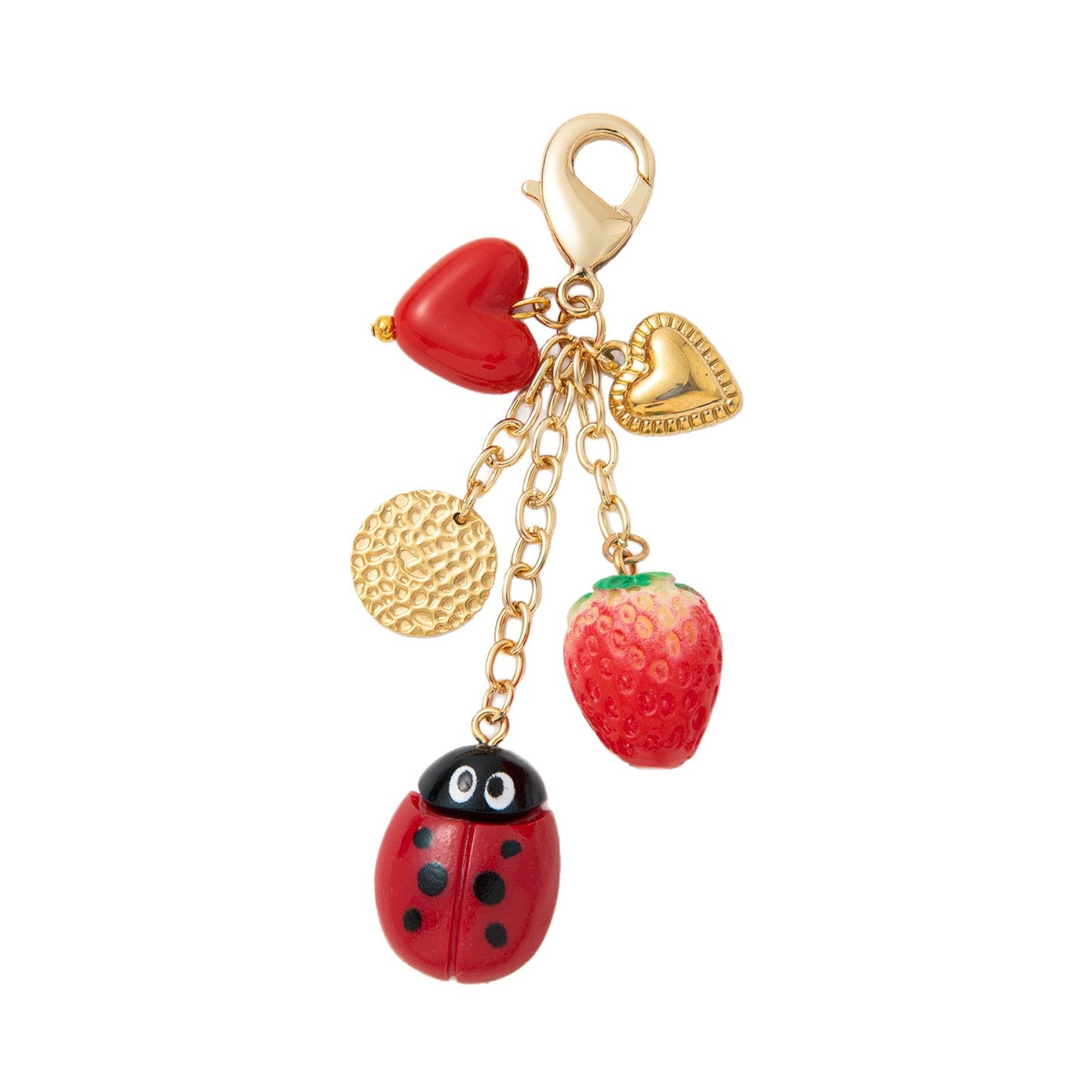 Colorful Heart Strawberry and Chili Pepper Alloy Keychain Bag Charm