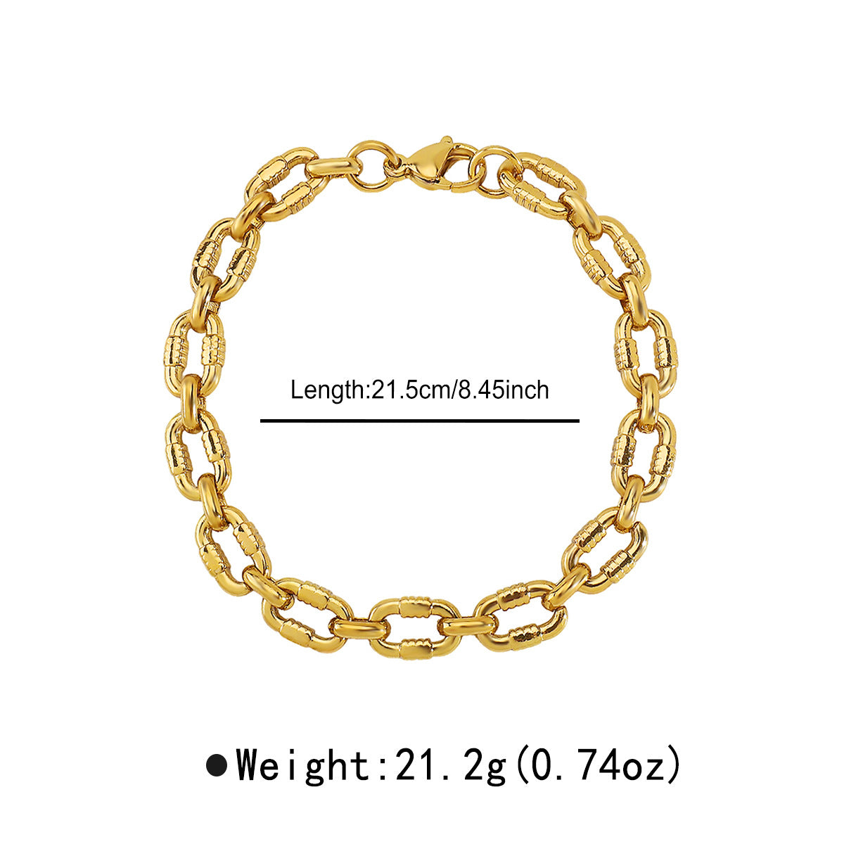 Pulsera geométrica de acero inoxidable chapado para mujer con estilo retro de Instagram y diseño contemporáneo único