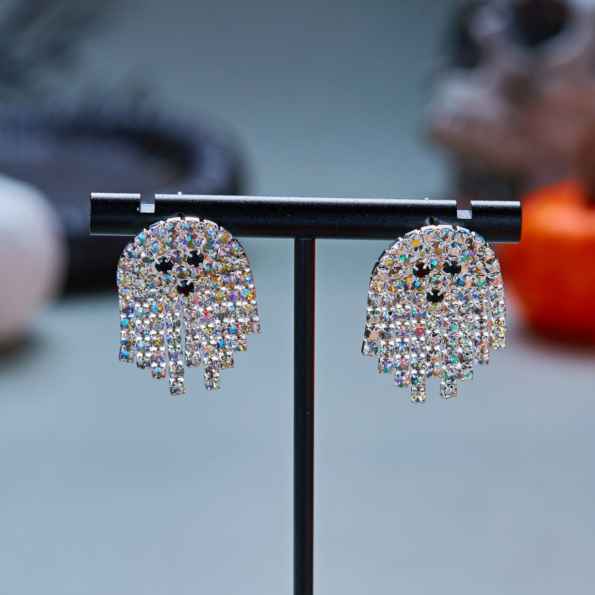 Halloween Geometric Rhinestone Inlay Alloy Earrings for Women