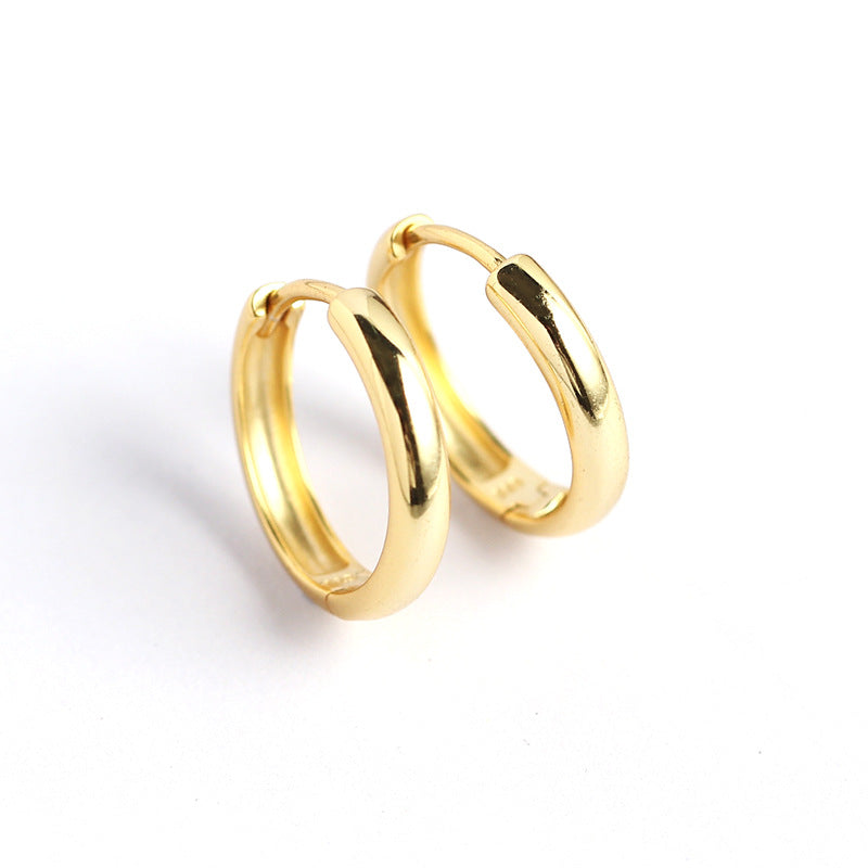 Minimalist Geometric Shaped S925 Sterling Silver Hoop Earrings with Plated Finish