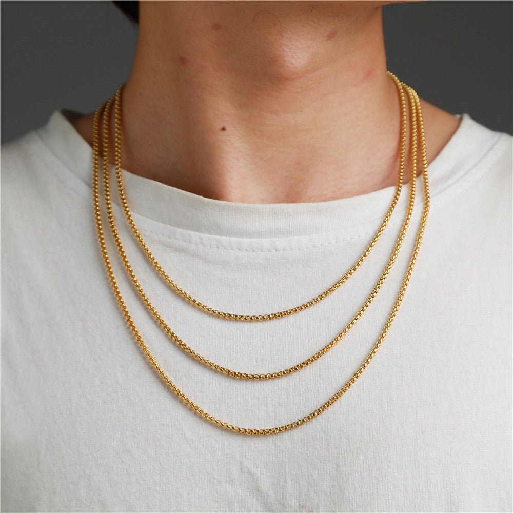 Geometric Stainless Steel Plated Necklace with Alloy Pendant for Men and Women