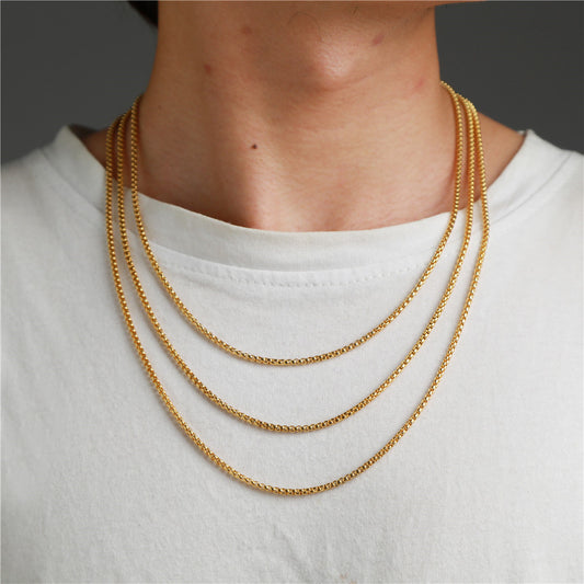 Geometric Stainless Steel Plated Necklace with Alloy Pendant for Men and Women