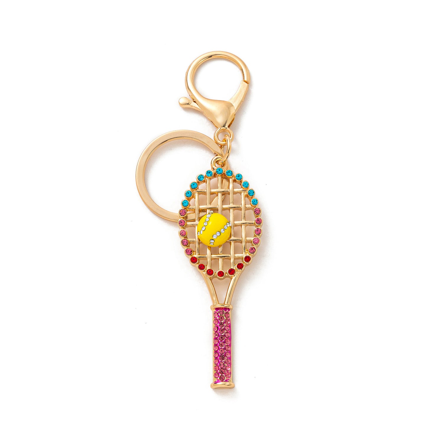 Creative Floral Resin Keychain with Rhinestone, Tassel, Letter and Ball Charms