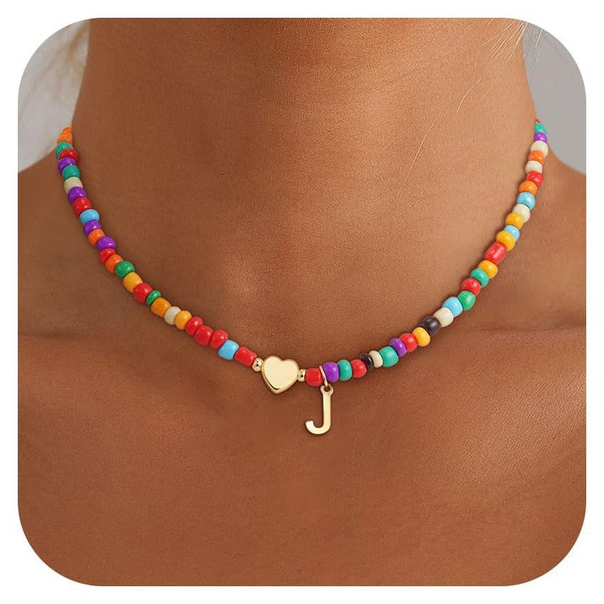 Minimalist Letter Stainless Steel Turquoise Pendant Necklace for Women