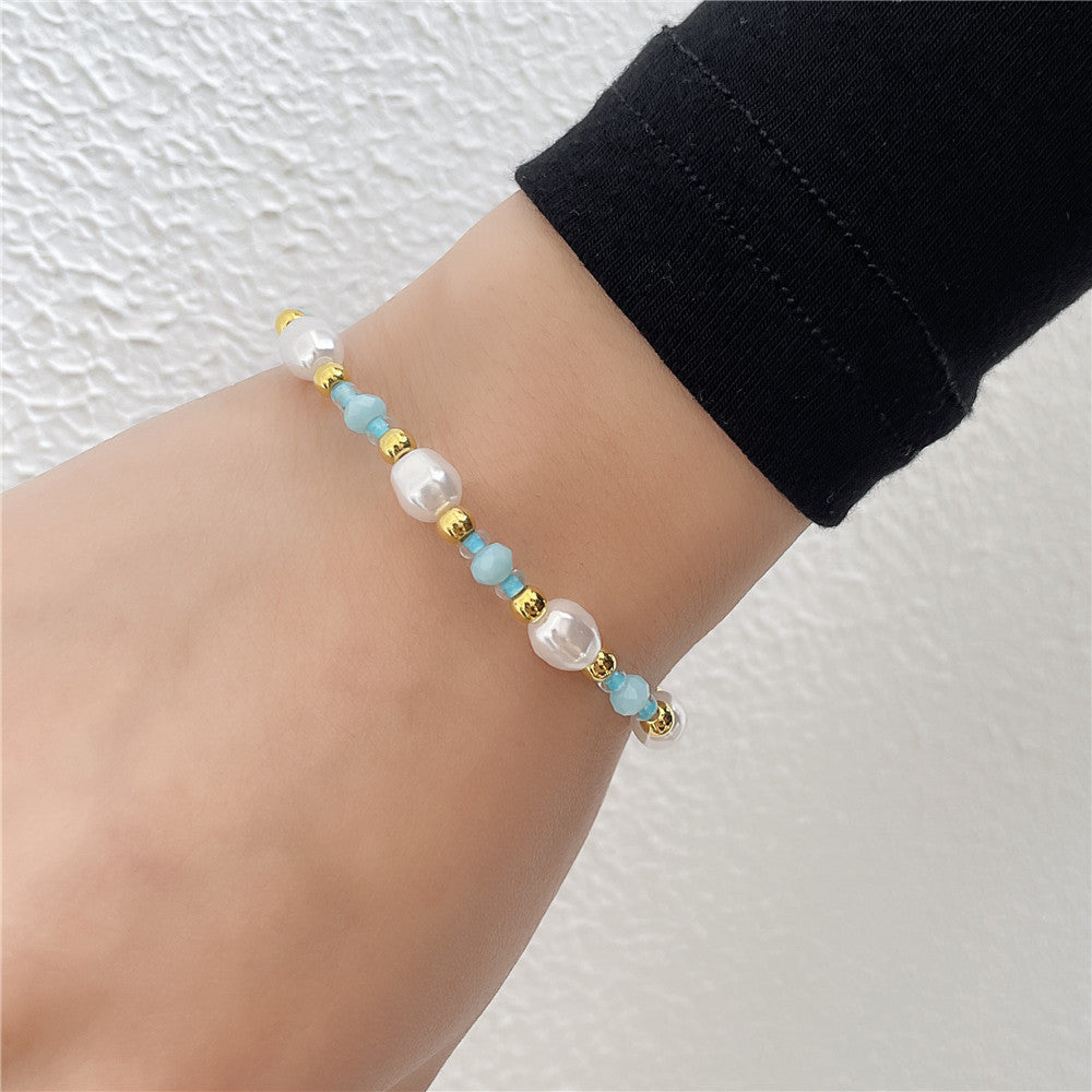 Sweet Natural Geometric Handmade Pearl Bracelet and Anklet for Unisex