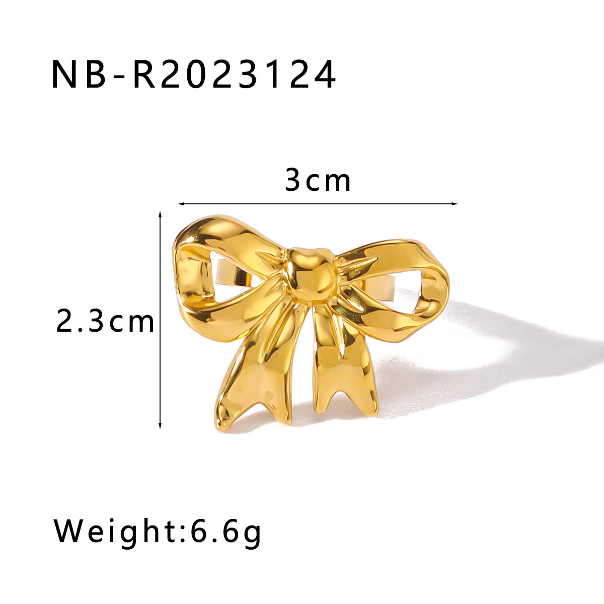 Minimalist Bow-Shaped Stainless Steel Ring with Pearl and Zircon Inlay, Vacuum Plated in 18K Gold Finish, Unisex Fashion Jewelry