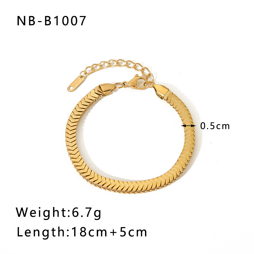 Punk Style Geometric Stainless Steel Handmade Chain Bracelet with 18K Gold Plating